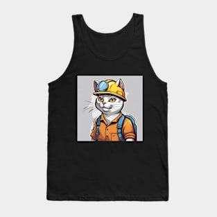 cute portrait of cats with hard hats Tank Top